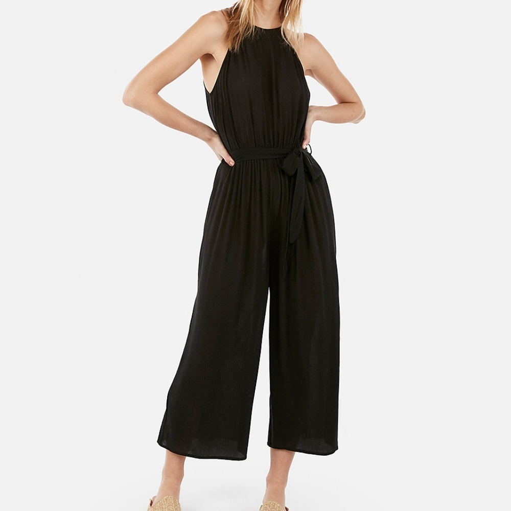 EUC Express High Neck Tie Waist Culotte Jumpsuit